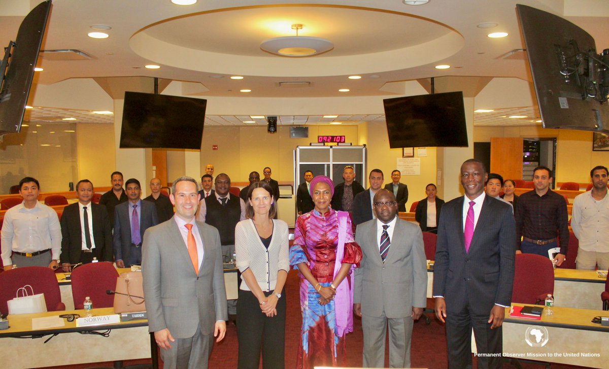 AfricanUnionUN's tweet photo. The #AUUN hosted today a meeting on Legal Aspects of #MaritimeSecurity Operations, co-organized with @UNDPAfrica &amp; @diils, with participation from #UNSC members @ghanamissionun,  @NorwayUN, &amp; @AUC_PAPS . https://t.co/sAIQ9TfWjf