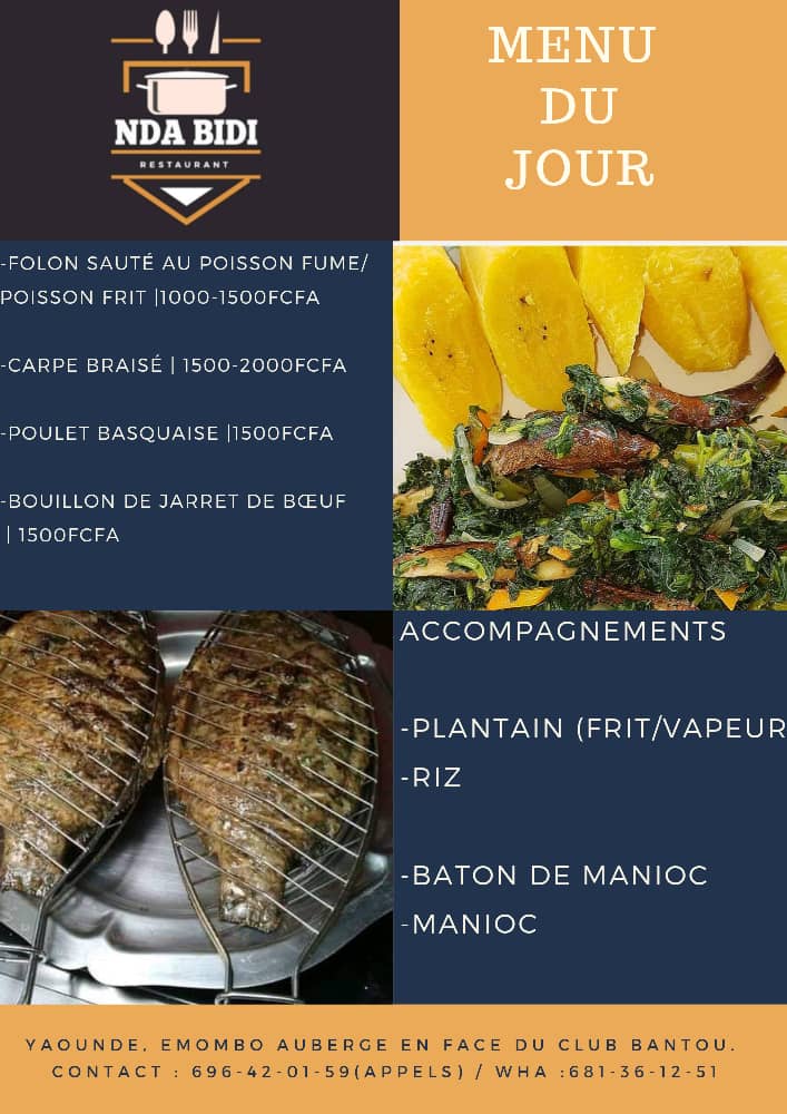 NdaBidi's tweet photo. Bonsoir la famille et bon week-end 🌻. Votre menu du Samedi 11 Juin 2022. Les commandes se font avant 11h. Bonne soirée à vous https://t.co/XRg8FqQ0Sf