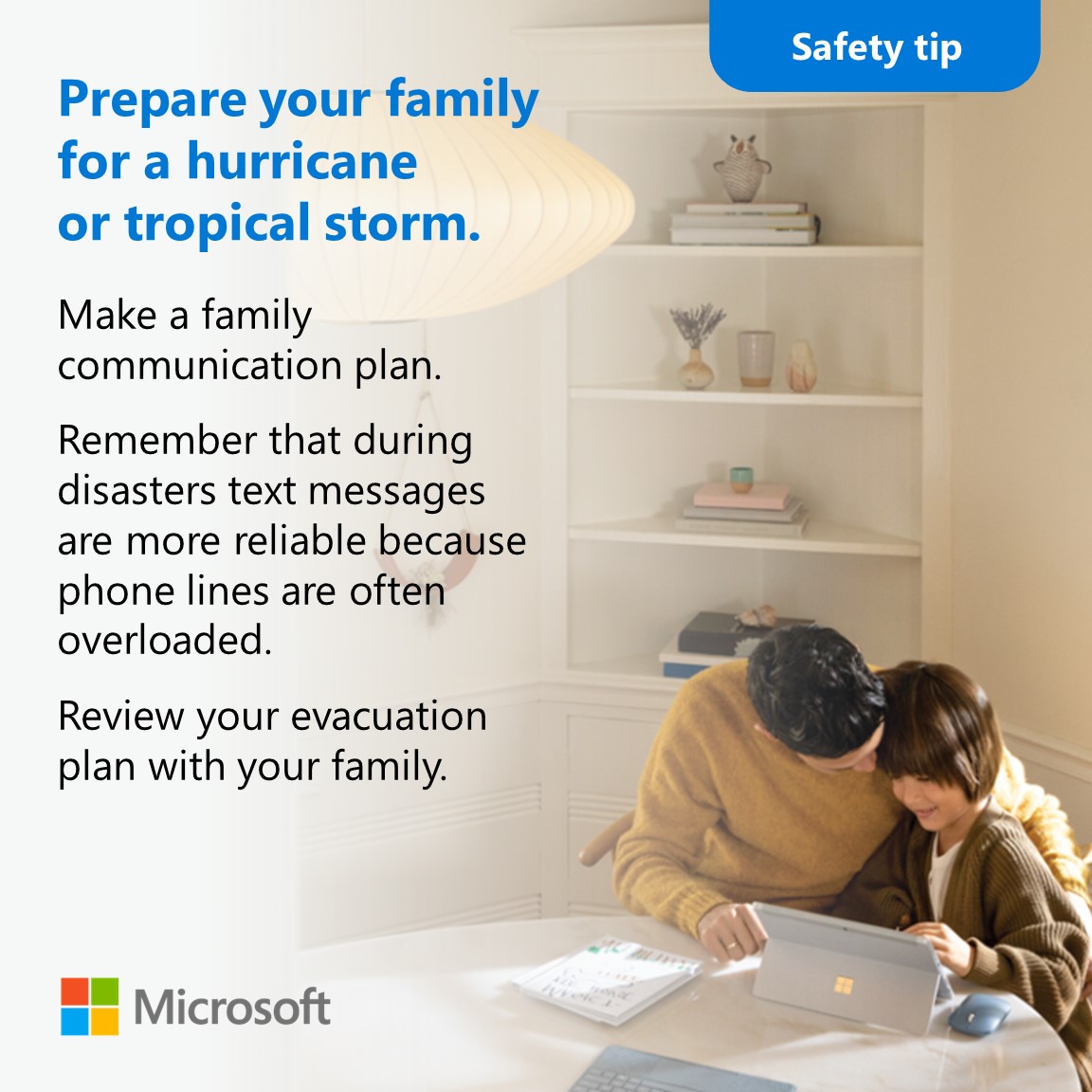 #SafetyTip | Prepare your family for a hurricane or tropical storm.