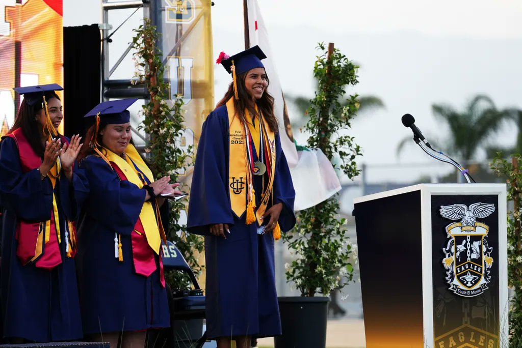 ElMonteUHSD's tweet photo. Congratulations to @SElMonteEagles graduating Class of 2022! Graduates enjoyed speeches, choir performances and fireworks during their commencement ceremony on June 2. Onward and upward Eagles! #InThisTogether #EMUHSDinspires #SEMHS #Classof2022 https://t.co/ds9igEiq1D