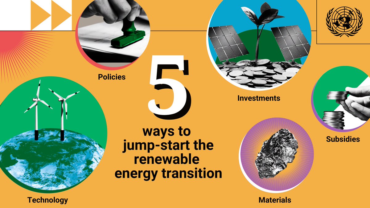 antonioguterres's tweet photo. From raw materials to technology, subsidies, investments, and policies, we have the tools to jump-start the renewable energy transition.
The time to use them is now.
The only sustainable future is a renewable one. https://t.co/42eVTYHilo https://t.co/OJNSnyMMVV