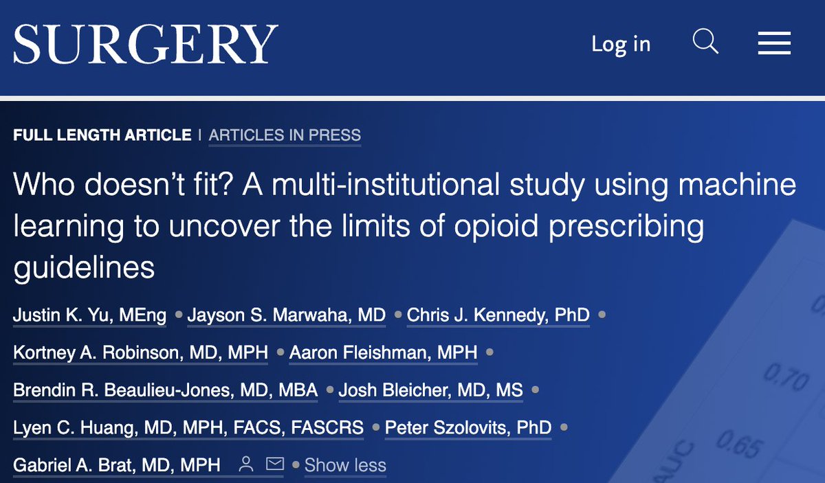 Jayson_Marwaha's tweet image. New in @SurgJournal: 
Machine learning is uniquely suited to personalize opioid prescribing &amp;amp; guide safer opioid prescription sizes for surgical patients. Excited to see our work with @MIT_CSAIL out on building ML-based opioid prescribing tools: (1/3)