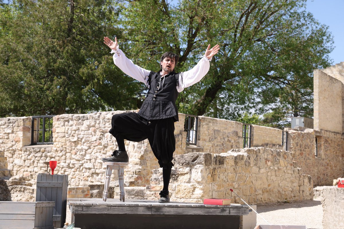 Opening Night once again! 

The Player King, written &amp; directed @RonaldPederson opens tonight @ 7.30pm at the Ruins! 

📸 Leif Norman 
Production Design: Joseph Abetria
Rodrigo Beilfuss as The Player King and Cuinn Joseph as The Musician