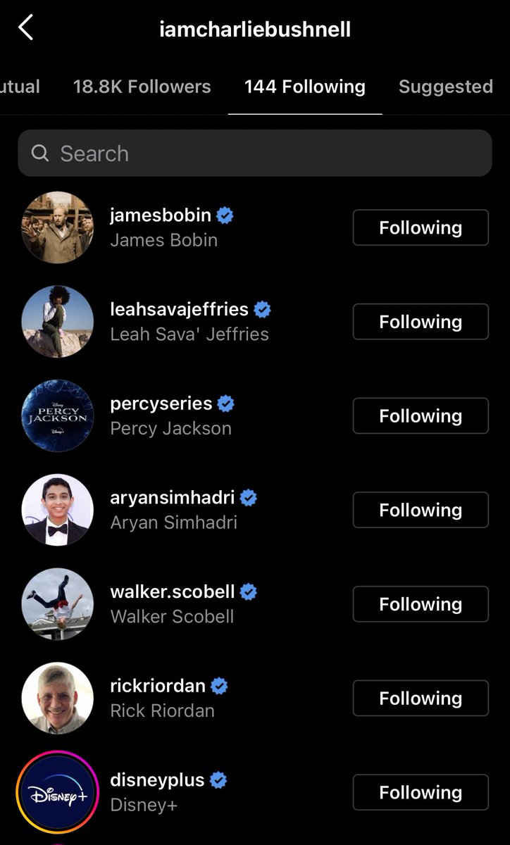 updatespercy's tweet photo. actor, Charlie Bushnell (17) is following all of the #PercyJackson cast members and Walker and Aryan follow him back as well… could he be apart of the unannounced cast members? 👀 https://t.co/2wJjSj8jSv
