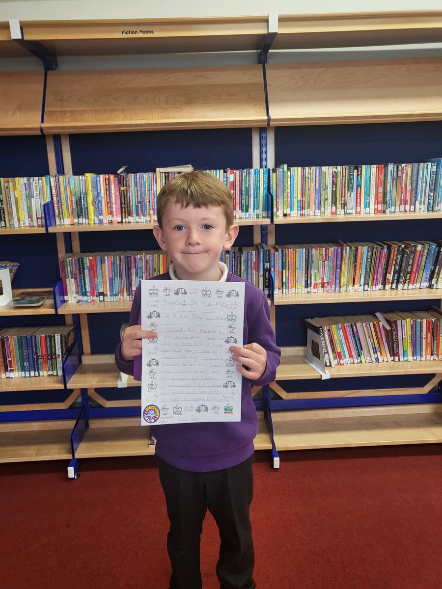 glebeps's tweet photo. Best bit about this job - our children 🥰Blown away by this little man's ideas- wish he was King! 👑 #Starwriter #kindness #HTaward #proudGlebies #COSD @NAC_PLA @NAC_Education @audreynolan https://t.co/ScWNA83F59
