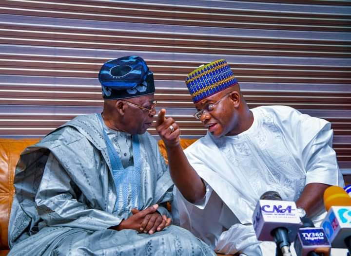 Ziliyaxx's tweet image. Alh. Yahaya Bello @OfficialGYBKogi receives the former Governor of Lagos State &amp;amp; the APC #2023Elections Presidential flagbearer, Sen. Bola Tinubu @officialABAT at the Yahaya Bello Campaign Office on Friday

📸CPS @Galacticus_O 

South South OBIdient Anambra Attorney General Mummy