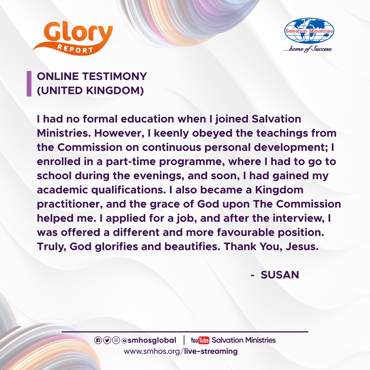 smhosglobal's tweet photo. Jesus glorifies and beautifies! He will do the same in your own life in Jesus’ name!
Remember to worship with us this Sunday either live or online. It will be a destiny-elevating encounter, and you don’t want to miss it. See you on Sunday.
#SalvationMinistries #DavidIbiyeomie https://t.co/4WU27cGPDI