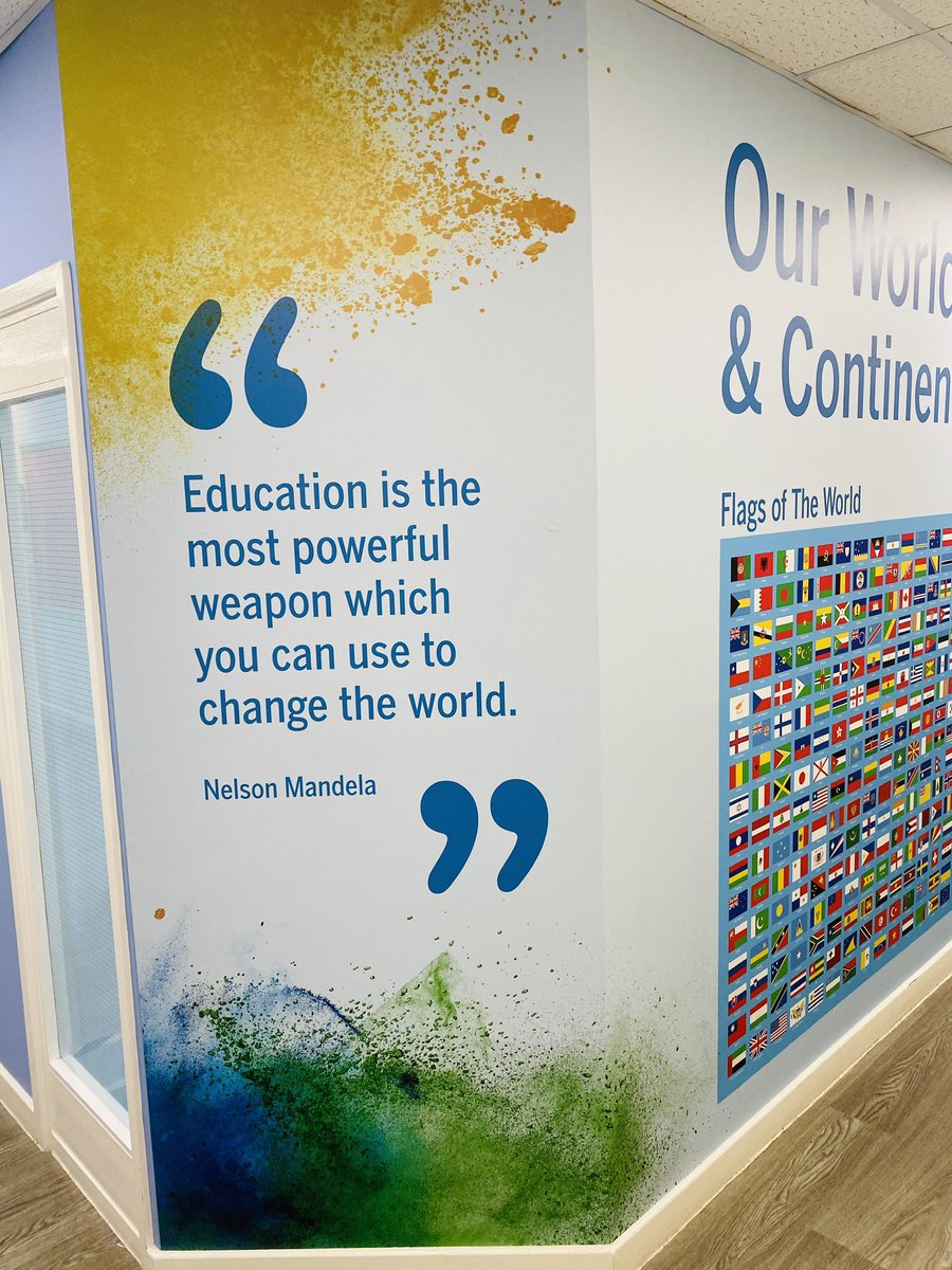 MrOHeadTeacher's tweet photo. So pleased with our wall art 🌍 #edutwitter #wallart #primaryhead https://t.co/4zdqsFvyHr