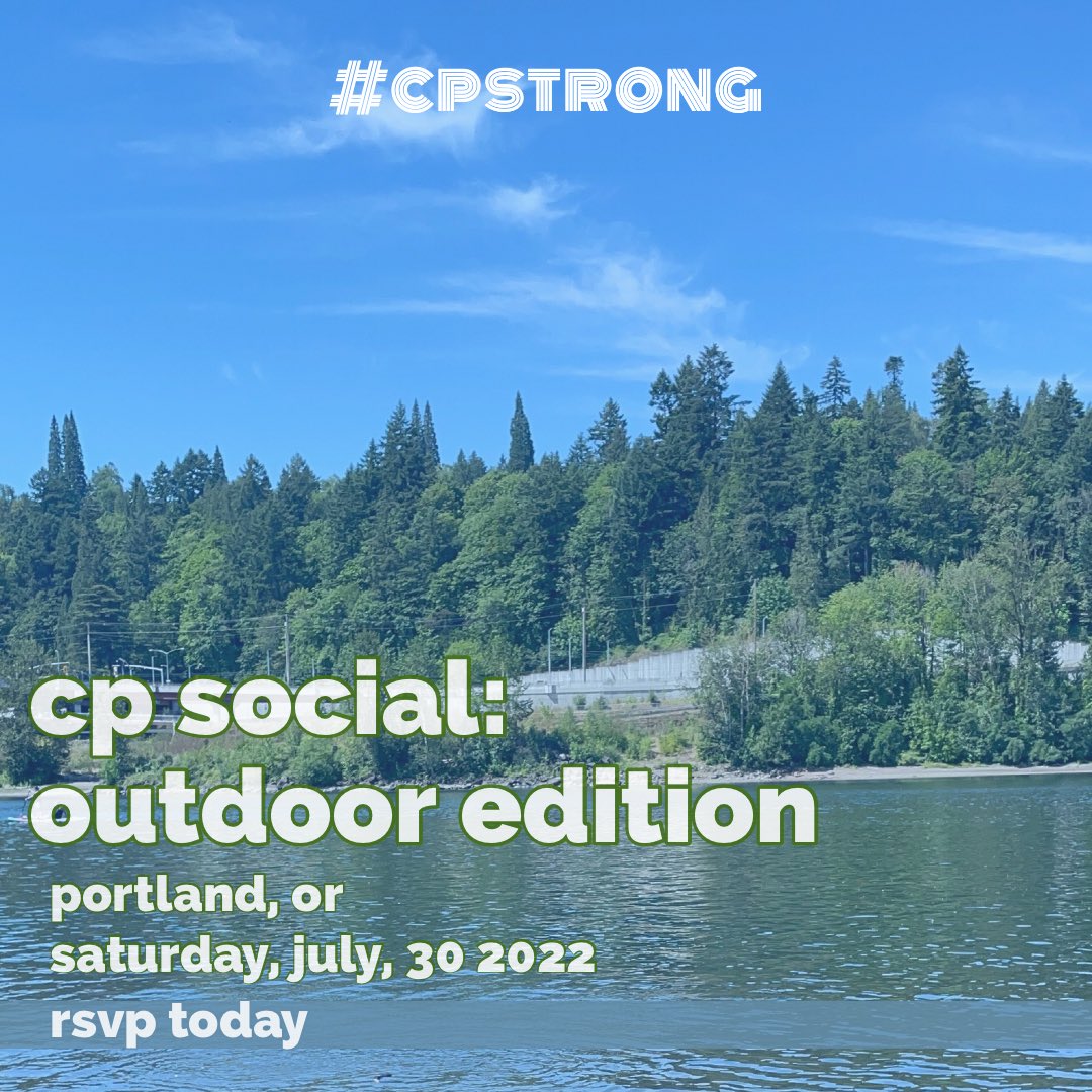cp social: outdoor edition is here!🌲

wanna roadtrip up or out to the PNW? already living in this pacific wonderland? join us on saturday, july 30th in portland, oregon for an afternoon of togetherness!

more info: cerebralpalsystrong.com/cp-social-2022/
rsvp: forms.gle/ByE1m773tByRKf…

#CPstrong