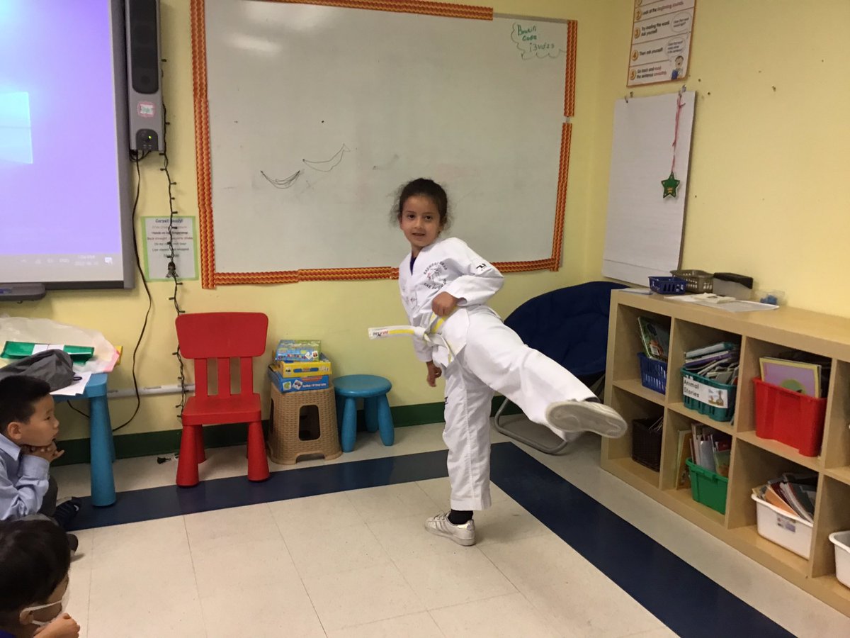 MsSpecksClass's tweet photo. Ms. A taught us some Tae Kwon Do kicks!  #TeachtheTeacher https://t.co/tZS53k2gAB