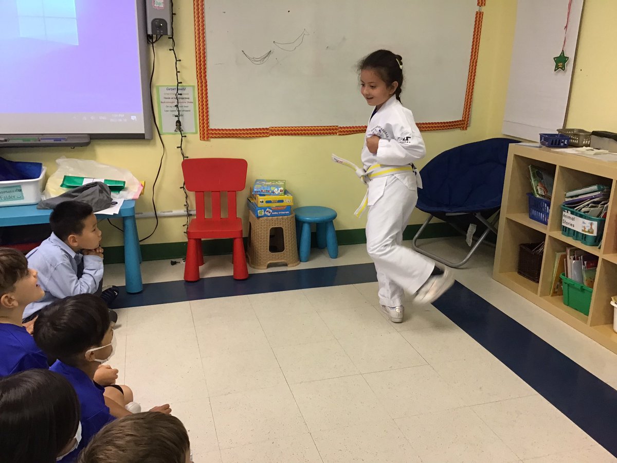 MsSpecksClass's tweet photo. Ms. A taught us some Tae Kwon Do kicks!  #TeachtheTeacher https://t.co/tZS53k2gAB