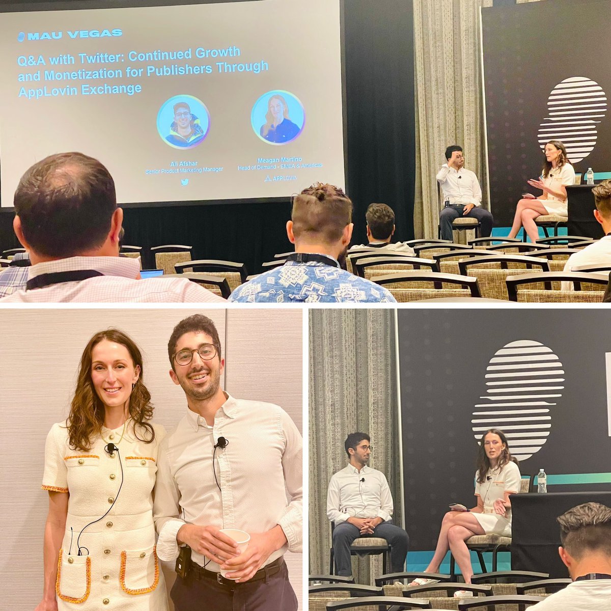 MeagMarty's tweet photo. Full circle moment at #MAU2022 
Talking about the continued scale and success of @twitter’s Audience Platform on the @AppLovin Exchange 😜 https://t.co/YMd4du0JMi