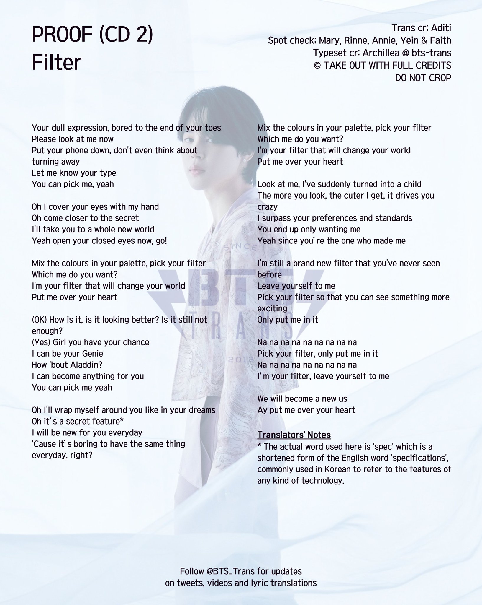 BTS Translations / Bangtansubs on Twitter "[KOR/ENG LYRICS] Filter