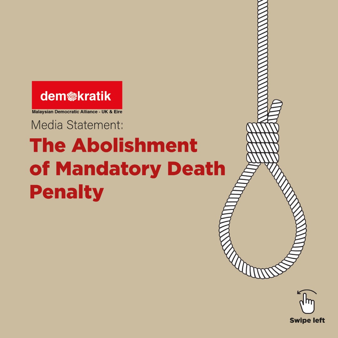 DemokratikUK's tweet photo. Abolishing the mandatory death penalty is a great step for Malaysia! https://t.co/eH7eKghhGZ