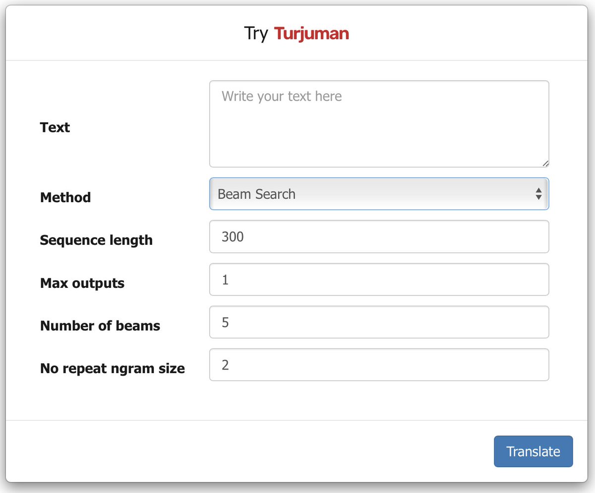 mageed's tweet photo. TURJUMAN offers a number of diverse decoding methods (e.g., greedy search, beam search, top-p sampling, top-k sampling), making it suited for acquiring paraphrases for the MSA translations as an added value. 4/n #TURJUMAN https://t.co/258Vp0zjI1