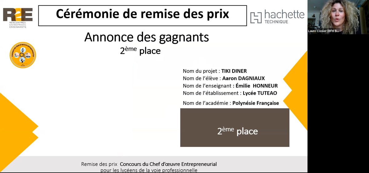 Rencontres2e's tweet photo. 👏👏👏 Félicitations à Aaron DAGNIAUX, #élève au #lycée Tuteao dans l'académie de la Polynésie qui remporte le 2ème prix du #R2Econcours du #ChefDOeuvre Entrepreneurial avec le projet Tiki Diner https://t.co/hacrX4K6ls