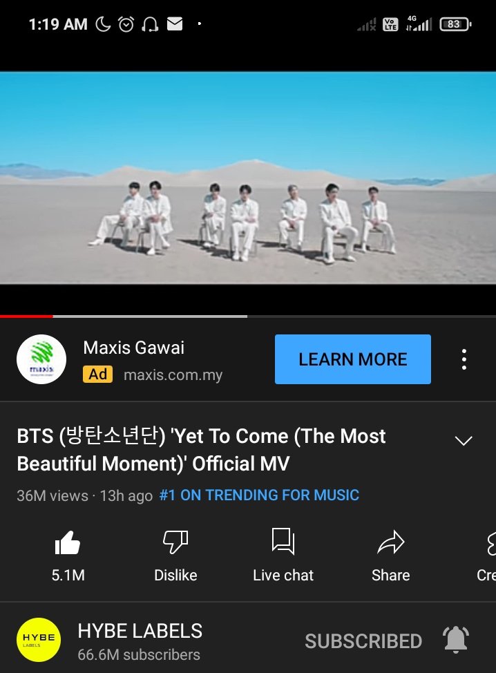 almy0907's tweet photo. @BTSMY_ARMY @BTS_twt Baru bangun and start streaming back. LET'S GOOOOO ARMY #YetToComeTo30M https://t.co/BLCfHOsvp5