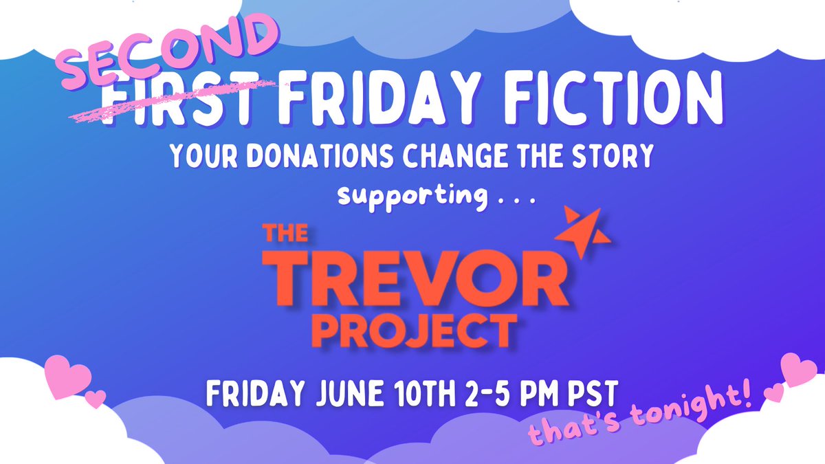 noodleyful's tweet photo. Let's raise $100 for @TrevorProject tonight! 

For every donation of $1 or more, I'll add an element of YOUR CHOICE to the story I'm writing live at https://t.co/tocazcJcRu. It's gonna get chaotic 😈

Want to donate now? Go to https://t.co/Wm5ITdfvl5 for more info! https://t.co/8UV18a0oRn