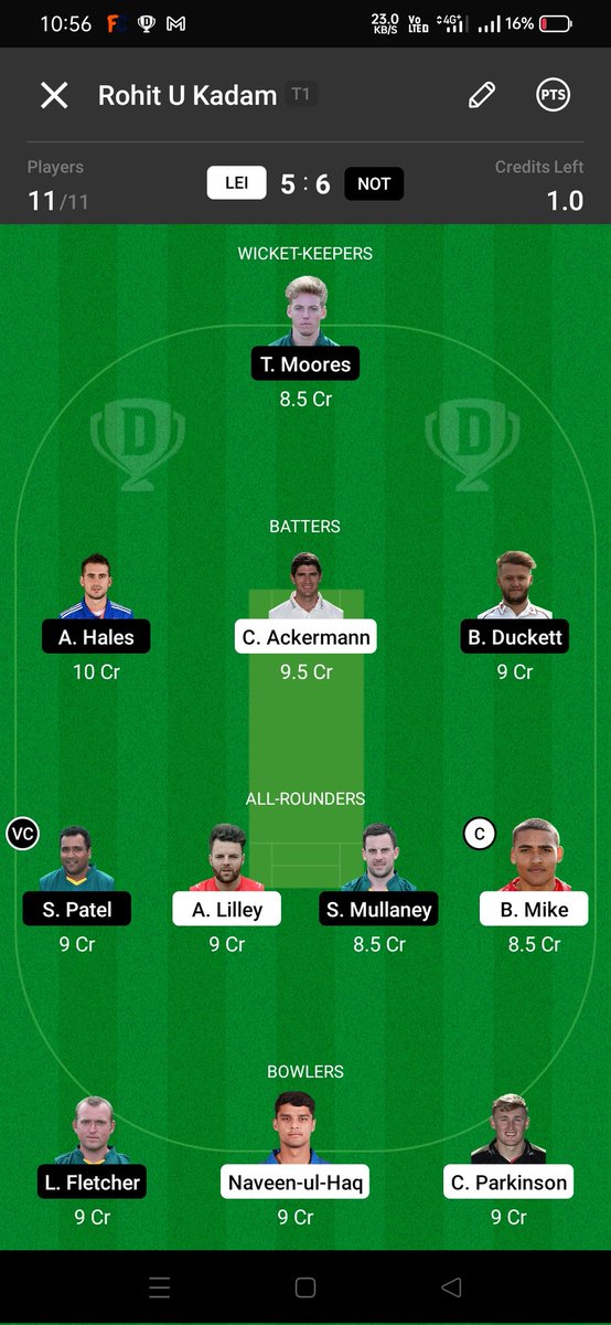 _RohitKadam_'s tweet photo. My Dream11 Team for LEIVSNOT Match Follow me on Twitter for daily teams And Do Retweet for More Reach #DREAM11 #DREAM11TEAM #DREAM11PREDICTION #FANTASYCRICKET #T20BLAST #LEIVSNOT #NOTVSLEI https://t.co/YtjNIiOXjD