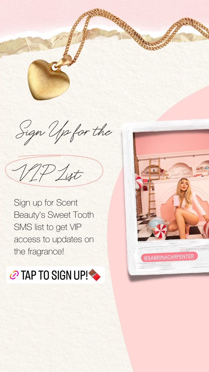 SCANews_'s tweet photo. 🚨| Sign up for @SabrinaAnnLynn’s "Sweet Tooth" SMS list to get VIP updates on the fragrance.

🔗 Sign up here: https://t.co/0XUPHMUinn https://t.co/vvcGMB1jna