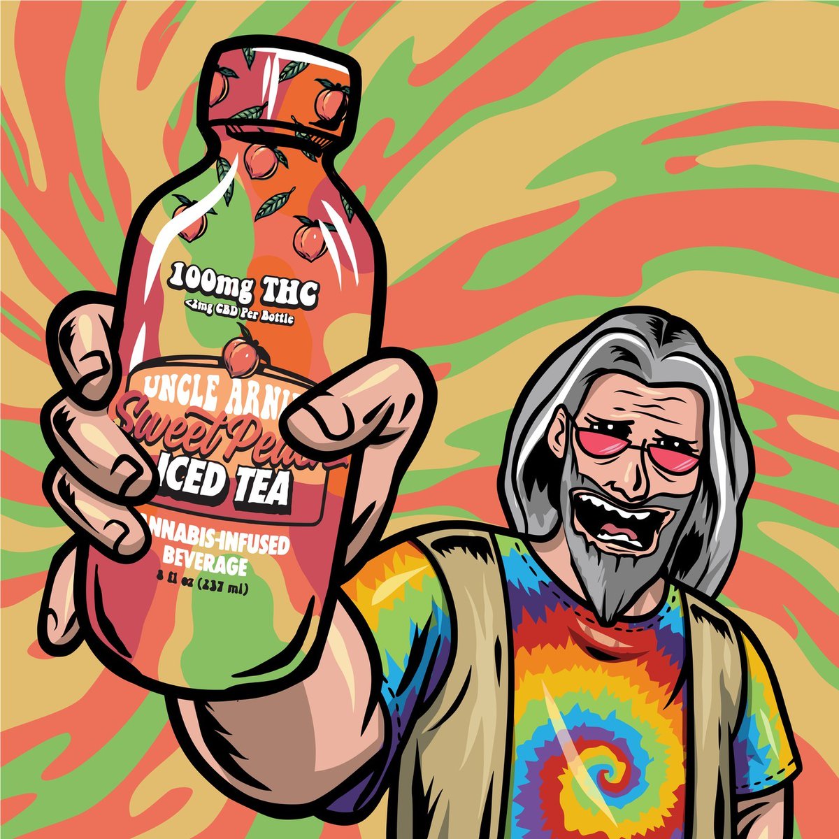 Cheers! It’s a good day to enjoy <a href="/OfficialArnies/">Uncle Arnies</a> Sweet Peach Iced Tea with friends. 🌈🍑 #NationalIcedTeaDay