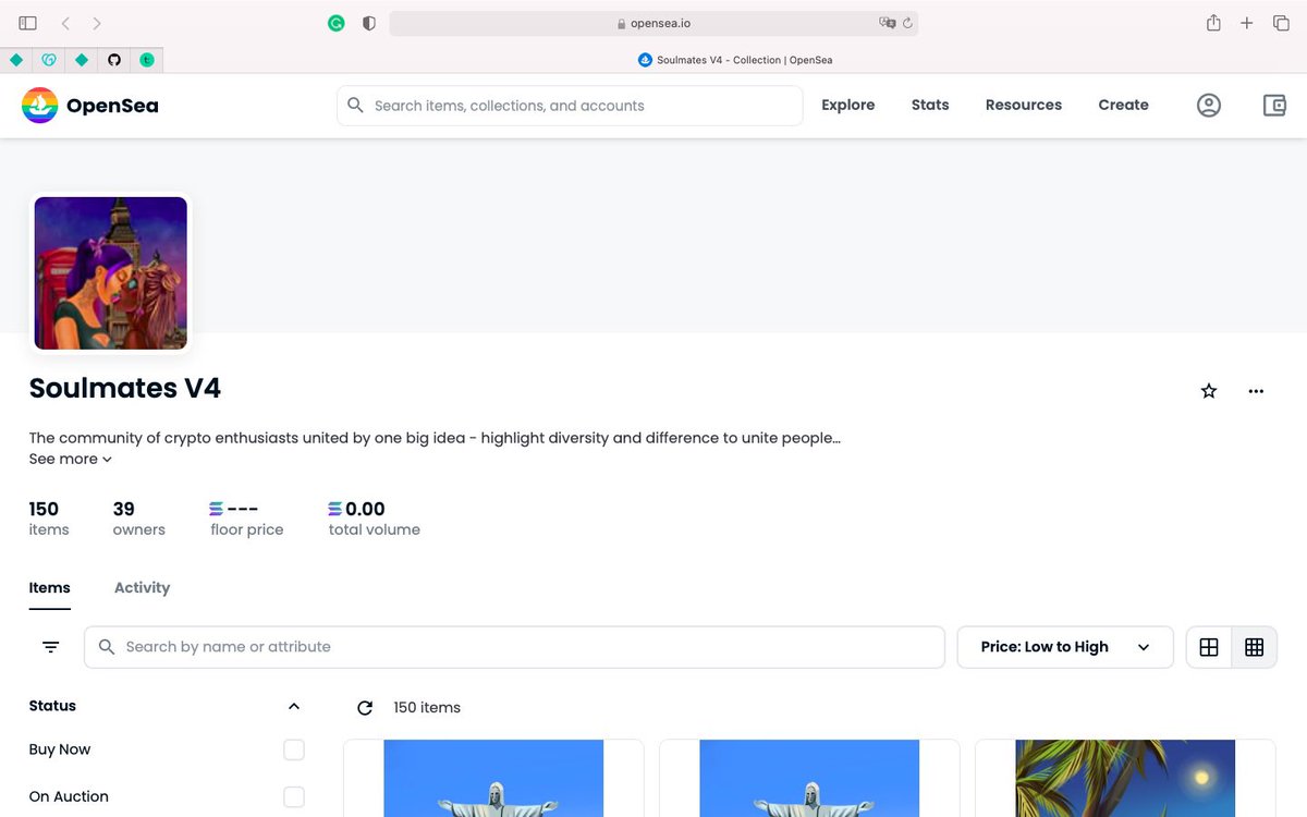 Finally, Soulmates are live on OpenSea <a href="/opensea/">OpenSea</a> congratulations 🥳❤️ #loveislove 

opensea.io/collection/sou…