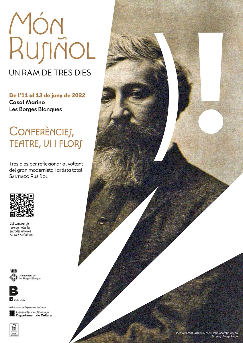 AjBorgesBlanque's tweet photo. .#LesBorges enceta tres dies de conferències, teatre i activitats al voltant del #Modernisme i la figura de Santiago Rusiñol 

#BorgesamblaCultura #MonRusiñol #SantiagoRusiñol 

https://t.co/OJ9LNtVKGn https://t.co/5CkHtQuKJ9