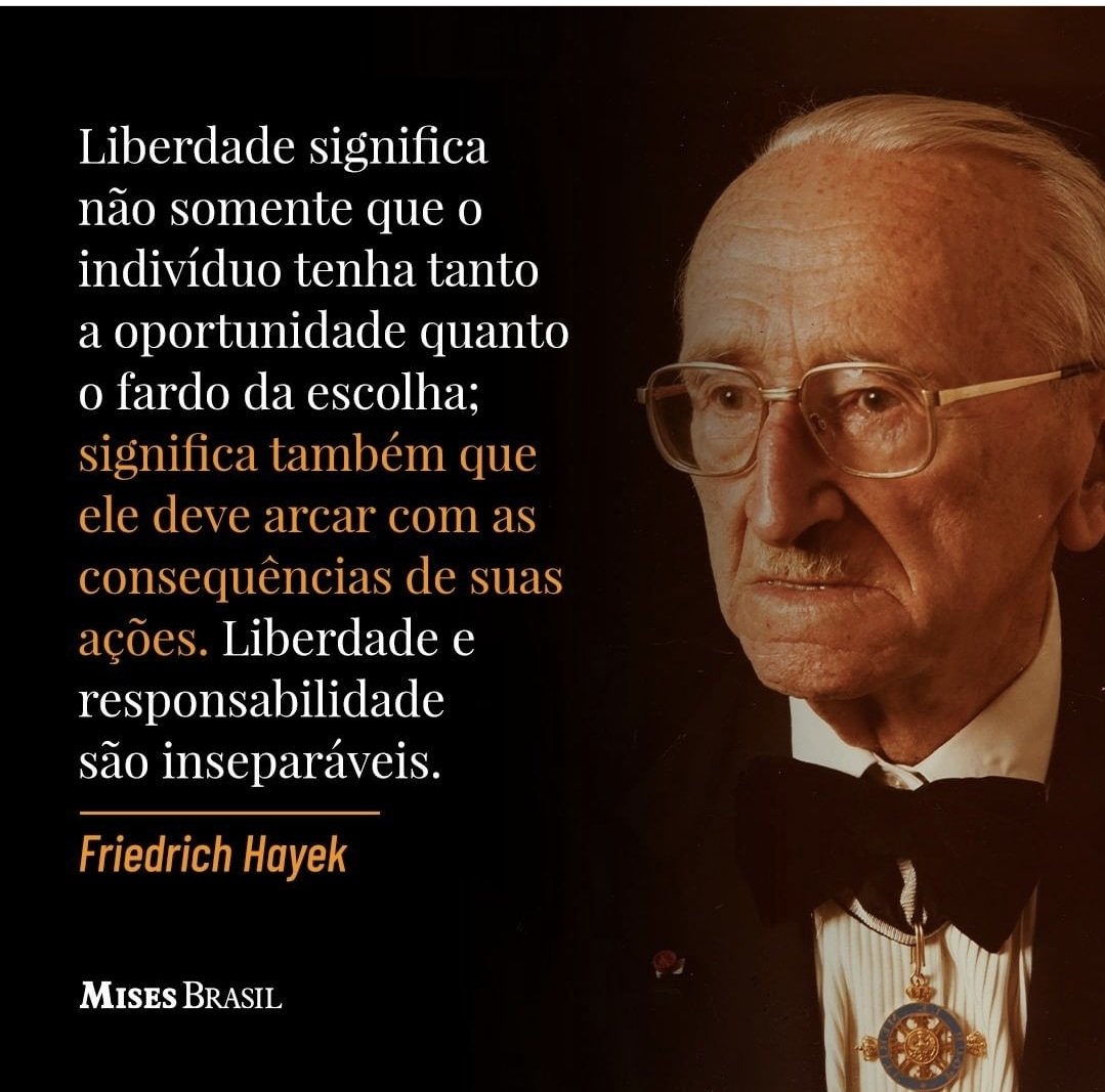 Hoje no dia de Portugal, deixo-vos esta frase de Hayek.

Liberdade e Responsabilidade.