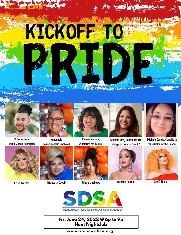 StonewallDemsSA's tweet photo. Join us! Let’s celebrate Pride! June 24, 6p to 9p @ Heat Nightclub! 🏳️‍🌈🏳️‍⚧️ https://t.co/svHDbCPThc