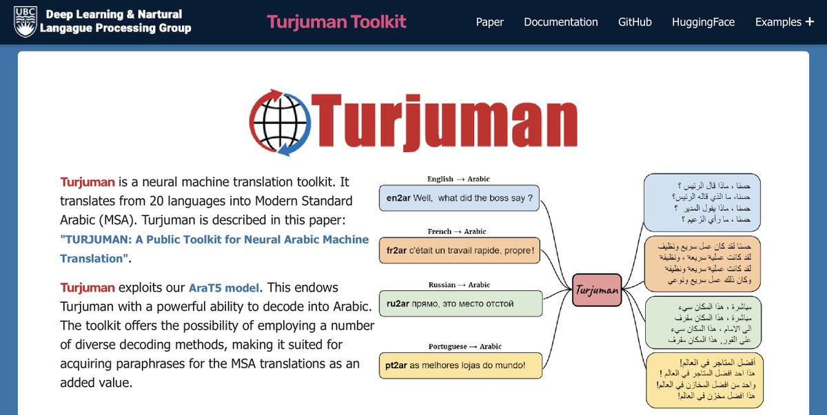 mageed's tweet photo. Try it out! https://t.co/kcykzKnoFh
#TURJUMAN #NeuralMachineTranslation #NLProc #ArabicNLP #deeplearning #AI. 13/n https://t.co/nlD8fl3bEL