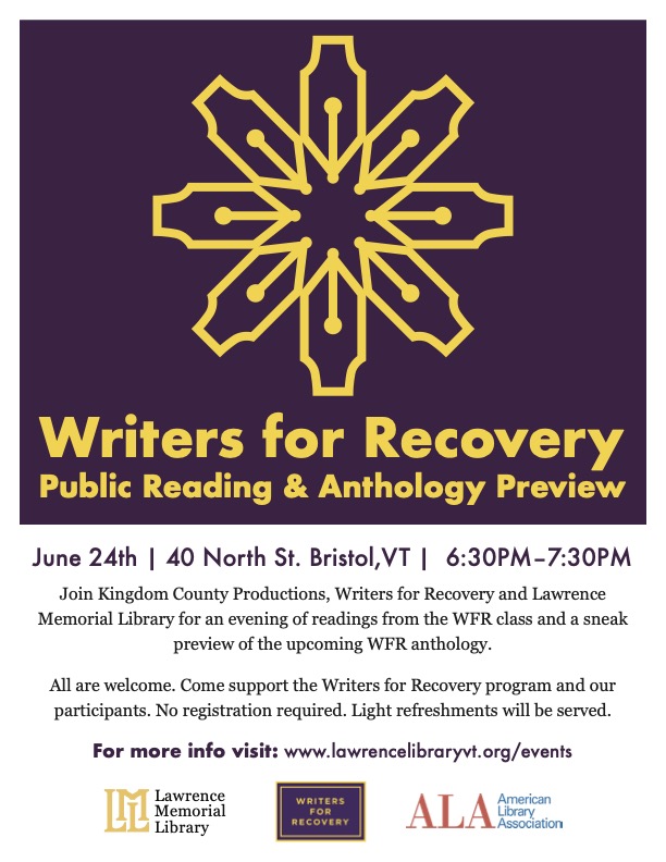 We have a reading coming up in Bristol, VT. We'll feature new work and a preview of our upcoming anthology. Bristol is just lovely this time of year. Why not join us?