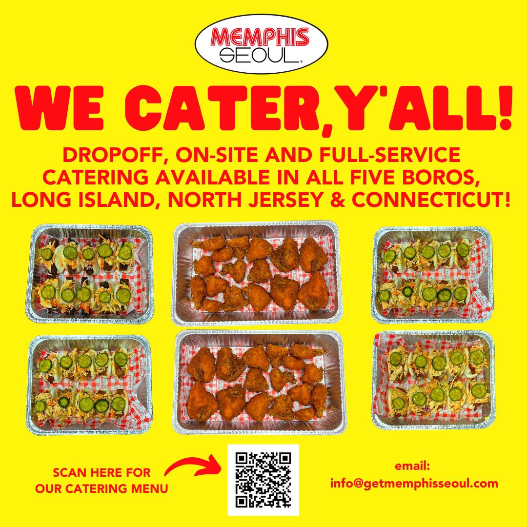 Invite us to your next event, mane!  A big ol’ spread from Memphis Seoul is guaranteed to be a crowd-pleaser.