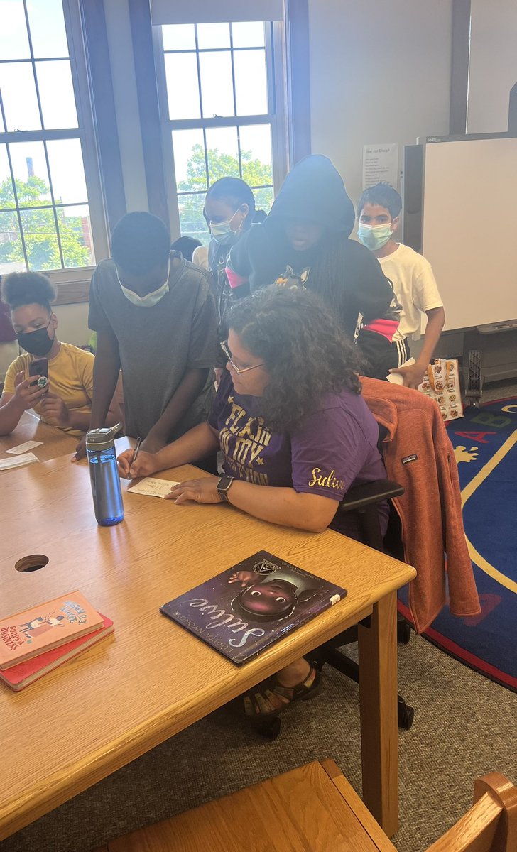 LibEricksen's tweet image. Our 6th graders with fascinated to hear about Jestine Ware’s writing/editing/publishing career and asked some truly inquisitive questions. They were lining up for autographs at the end! 📚🤗 Thank you Jestine! #librariesrock #rcsdlibraries @NYBookDr @RCSDsch5 @HammondTerrilyn