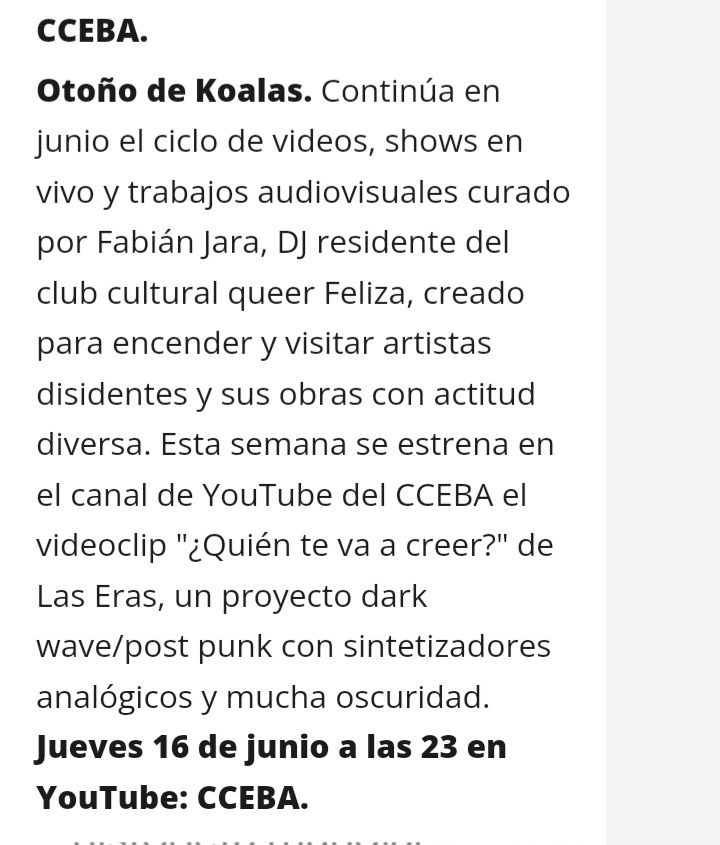 fabianjaraokei's tweet photo. El ciclo #OtoñoDeKoalas que se difunde desde el YouTube del @CCEBA con el auspicio del programa #TemporadaDeKoalas en el Suplemento Soy de Pagina12.
Los estrenos de #PeterPank y el de #LasEras
Próximos videos y shows en @HastaTrilce 23/6 @santiagotavella 30/6 @Titaprint_ https://t.co/Kn1TUaHTHP