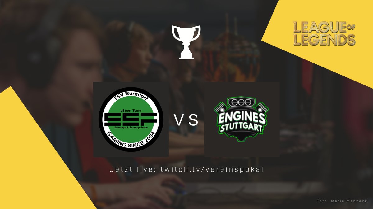 Schon gesehen⁉️
Wir sind wieder live! 

Es spielen: 
<a href="/TSVBurgdorf_SSF/">TSV Burgdorf E-Sport</a>  🆚 <a href="/engines_stgt/">Engines Stuttgart e.V.</a> 

Es casten für euch:
🎙️ <a href="/BeSCWanna/">FabianMit</a> 
🎙️ <a href="/CoachMademann/">Mademann</a> 

#ESBD #LeagueofLegends #Breitensport