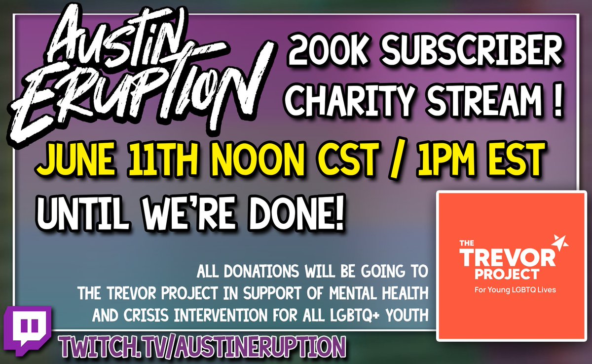 AustinEruption's tweet image. Save the date!
June 11th (Tomorrow) Starting at noon central!