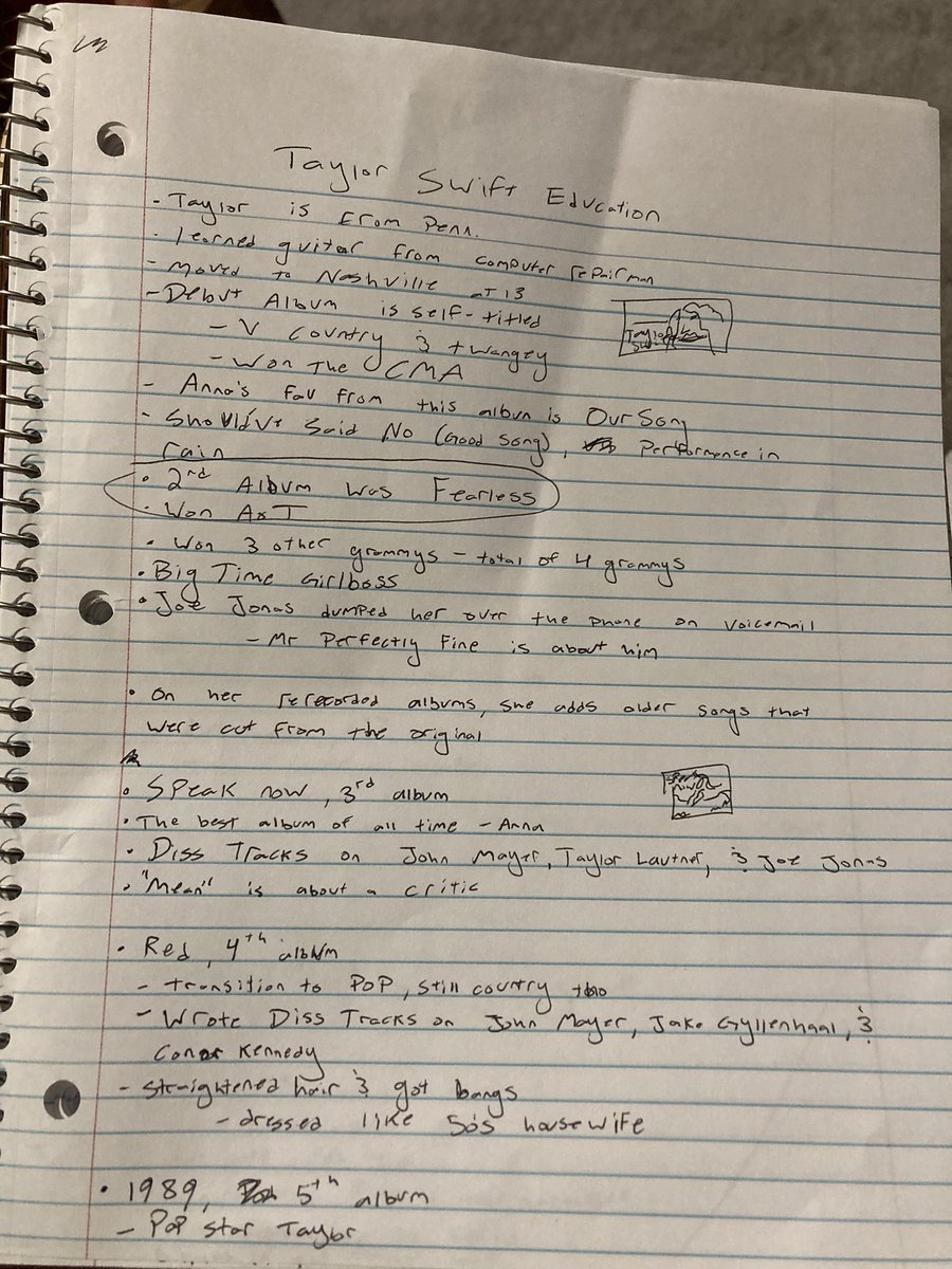 iloveoursong's tweet image. made the boy i’m talking to a taylor swift presentation and he took notes