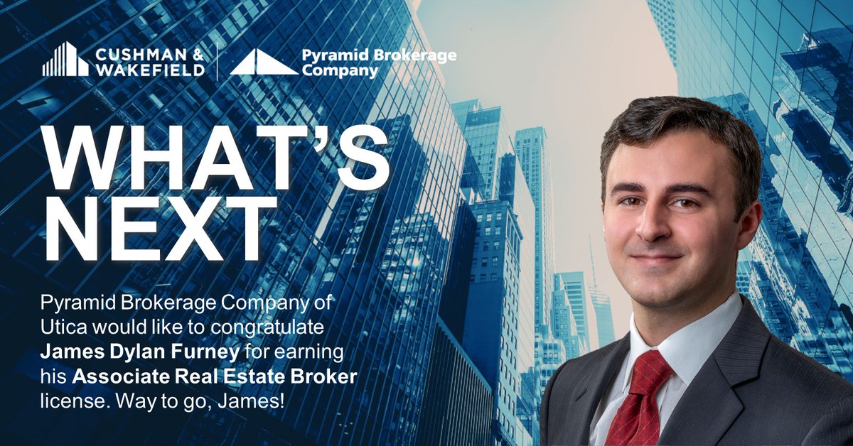 PyramidBrkg's tweet photo. Please join us in congratulating James Dylan Furney from our #Utica Office for receiving his Associate Broker License! #ProfessionalDevelopment #CRE #Congrats #AssociateBroker https://t.co/YarrINfbIW