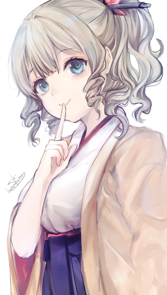 1girl solo haori japanese clothes white kimono blue eyes meiji schoolgirl uniform  illustration images