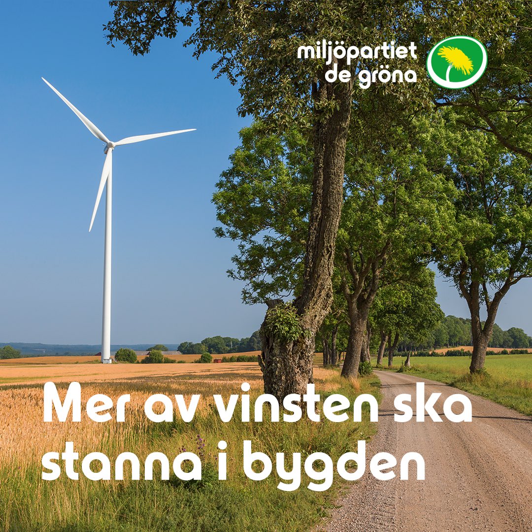 Miljöpartiet vill att fler ska ta del av vindkraftens vinster! Kommuner, markägare och alla de som bor omkring vindkraftverk ska vara med och dela på avkastningen. #vindkraft 
gp.se/nyheter/sverig…