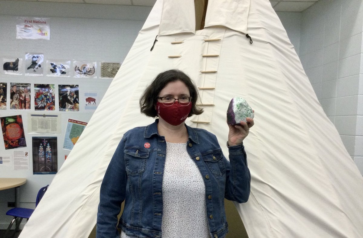 kiki66kat's tweet photo. I am holding a rock that one of my students gifted me to remind everyone that teachers rock. #RedForEdAB #abed#DefendPublicEducation #OneProfessionUnited #ableg @EdPubTeachers @albertateachers  @GCarabine https://t.co/ijVJn7sMui