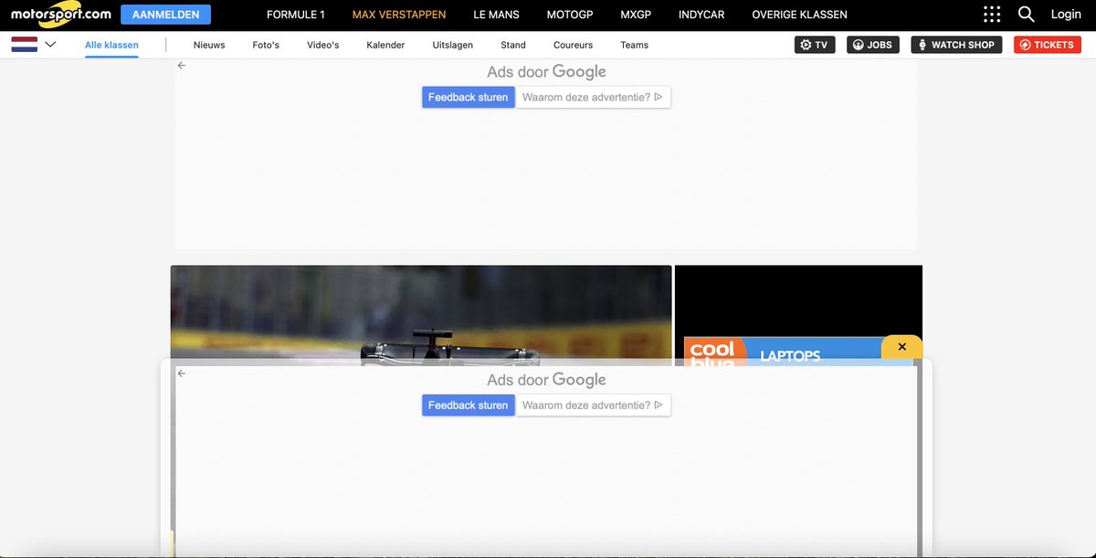 Welkom bij <a href="/motorsportcomnl/">Motorsport.com Nederland</a>.
Hoeveel reclame wil je op een website hebben?
Wat dacht je van alléén reclame?