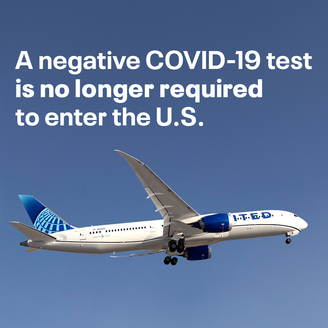 🚨 The news you’ve been waiting for! 🥳 The CDC will no longer require a negative COVID test for air travelers entering the U.S. starting this Sunday, June 12.