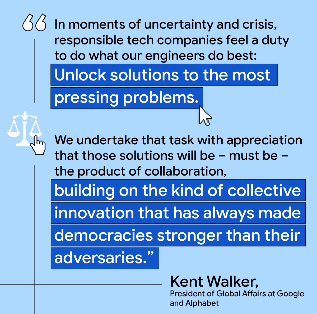 googlepubpolicy's tweet photo. In his speech today at #CDS2022, @Kent_Walker spoke about the role technology and innovation can play in supporting democratic institutions. 

See full remarks here → https://t.co/hUiXga6ABk https://t.co/7SCzUvRapn