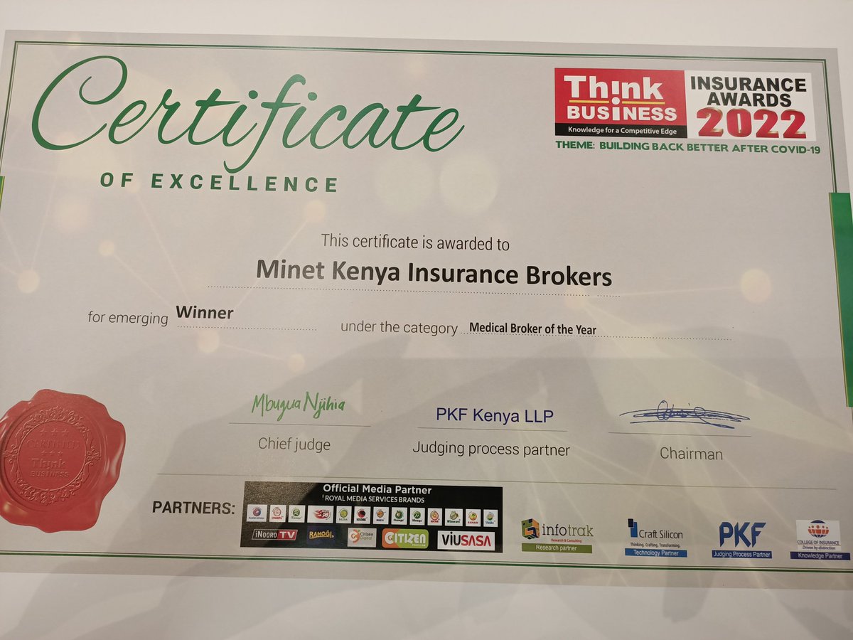caroneksa's tweet photo. Medical Broker of the year! @Minet_Kenya. #insuranceawards2022 https://t.co/d7K4n7yDyL