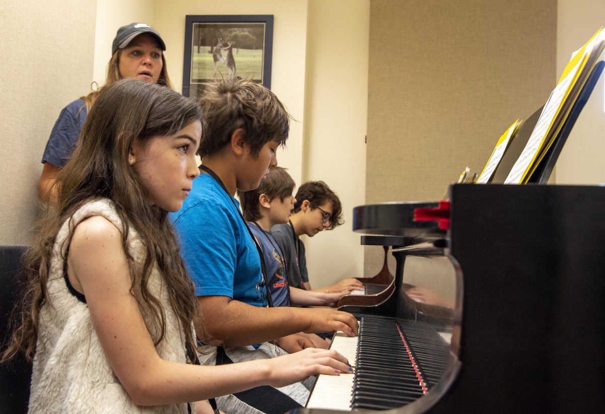 uindy's tweet image. Young musicians took #UIndy by storm this week at the 2022 Summer Piano Camp! They practiced their piano (and percussion) skills as well as learned about music history and composition. We can't wait to see these #FutureGreyhounds take the next steps in their musical journey. 🎵