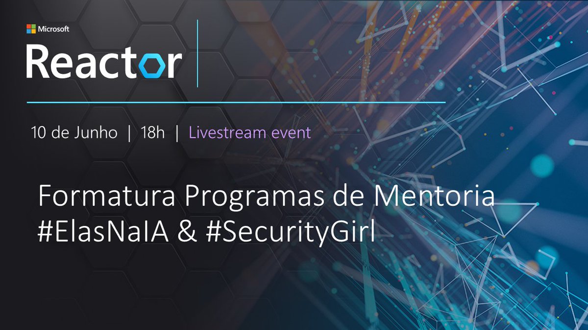 Hoje às 18h: Celebraremos o encerramento dos programas #ElasNaIA &amp; #SecurityGirls com uma formatura, as organizadoras irão comentar mais sobre a iniciativa e alunas darão seus depoimentos sobre a participação no programa. Venha conhecer!

aka.ms/Checkin.Format…

#ReactorSaoPaulo