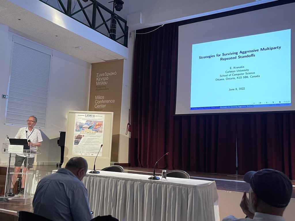 Prof. Evangelos Kranakis of <a href="/Carleton_U/">Carleton University</a> talks about a multiparty standoff system and investigates various strategies to understand what strategy co-operating parties should adopt to optimize the number of surviving nodes