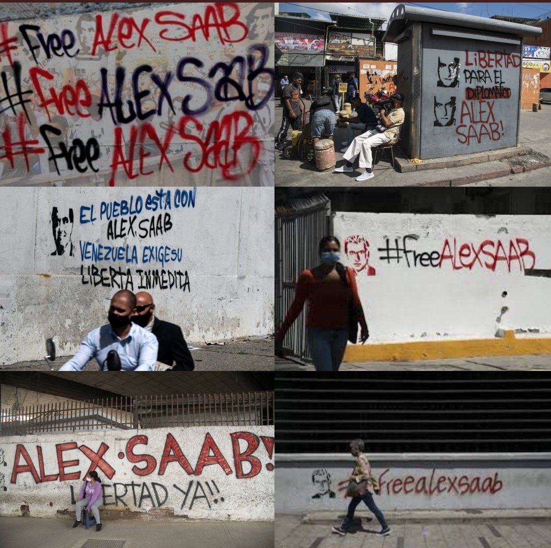 Aquí los verdaderos vándalos apoyados por el régimen en Venezuela. No es vandalismo  homenajear  víctimas de la dictadura, apoyar a un criminal como #AlexSaab si lo es.