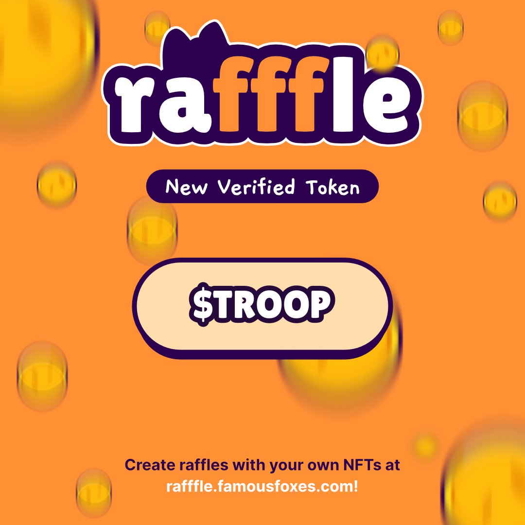 FamousFoxFed's tweet photo. $TROOP Token can now be used to create raffles on Rafffle! 🟠 @jikanstudios #FamousFoxes #SolanaNFTs https://t.co/9NsZoW1OOw